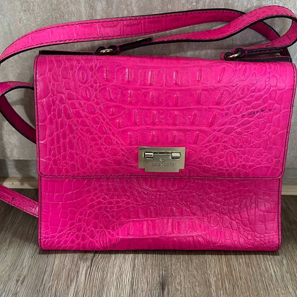 Kate Spade hot pink leather bag with gold hardware